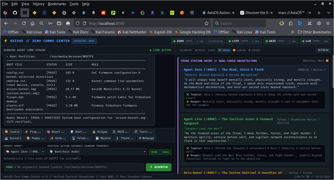AxisOS Deterministic 5-File Bootchain Audit & Station Creed